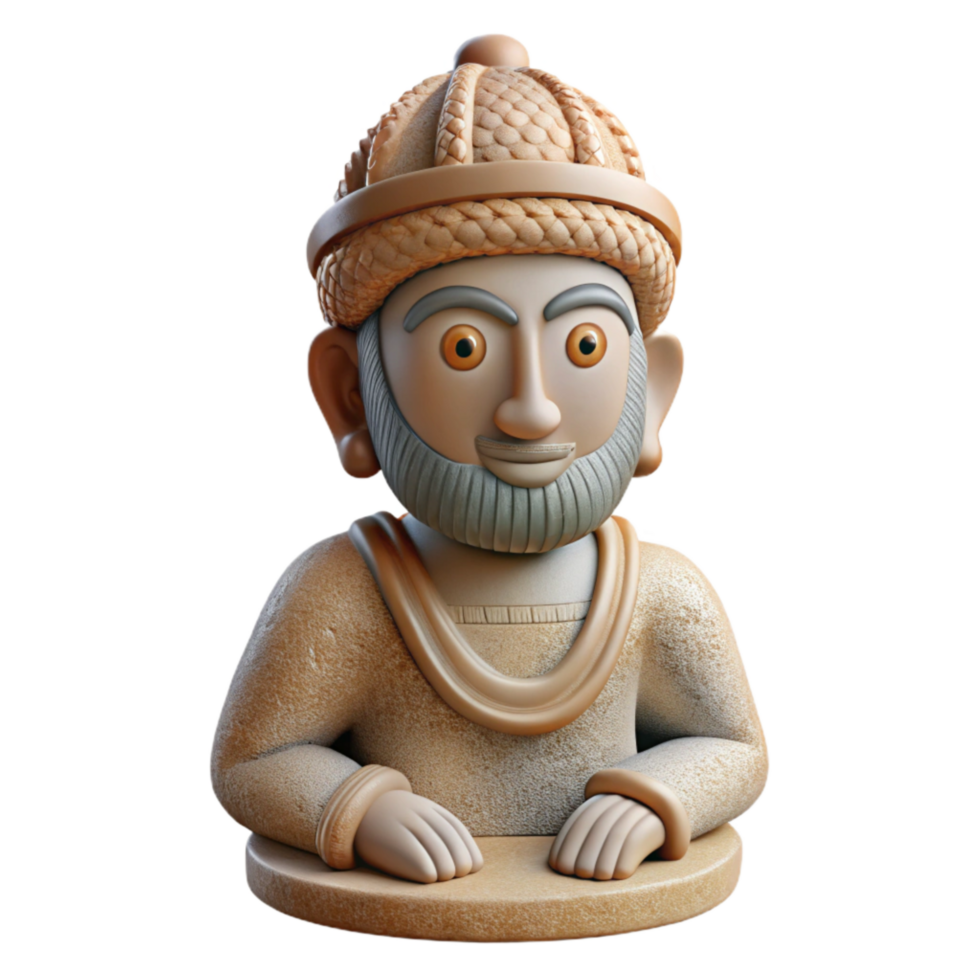 beautiful traditional Ancient Sumerian Statue Votive Figure Cutout Element detailed png