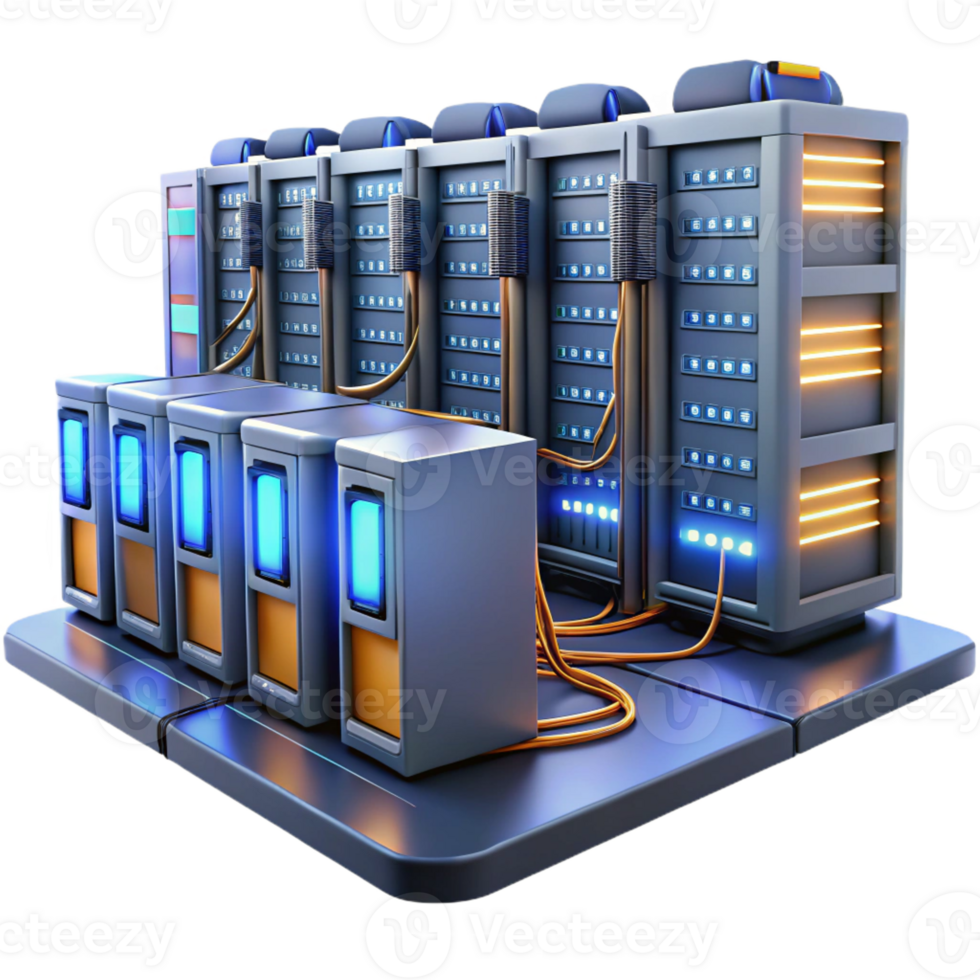 beautiful rustic A Server Room Rows of Servers with Blink 4K png