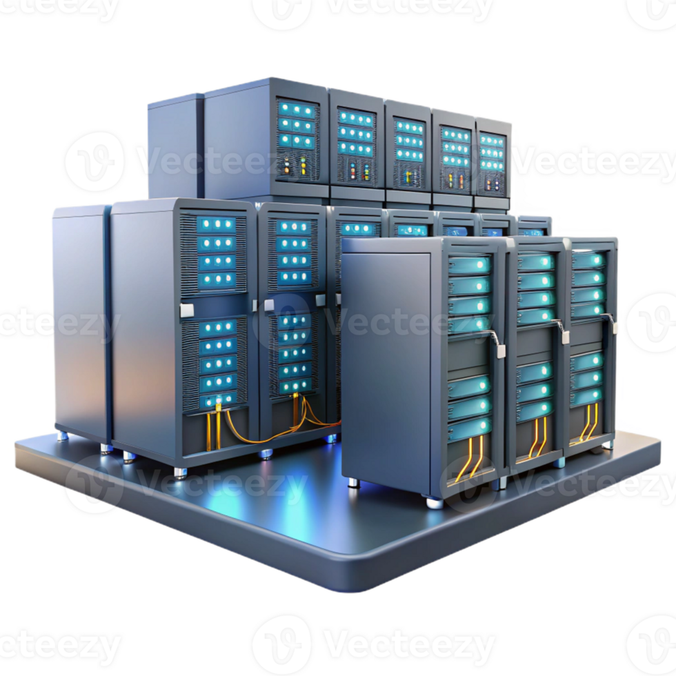 dramatic minimalist A Server Room Rows of Servers with Blink premium png