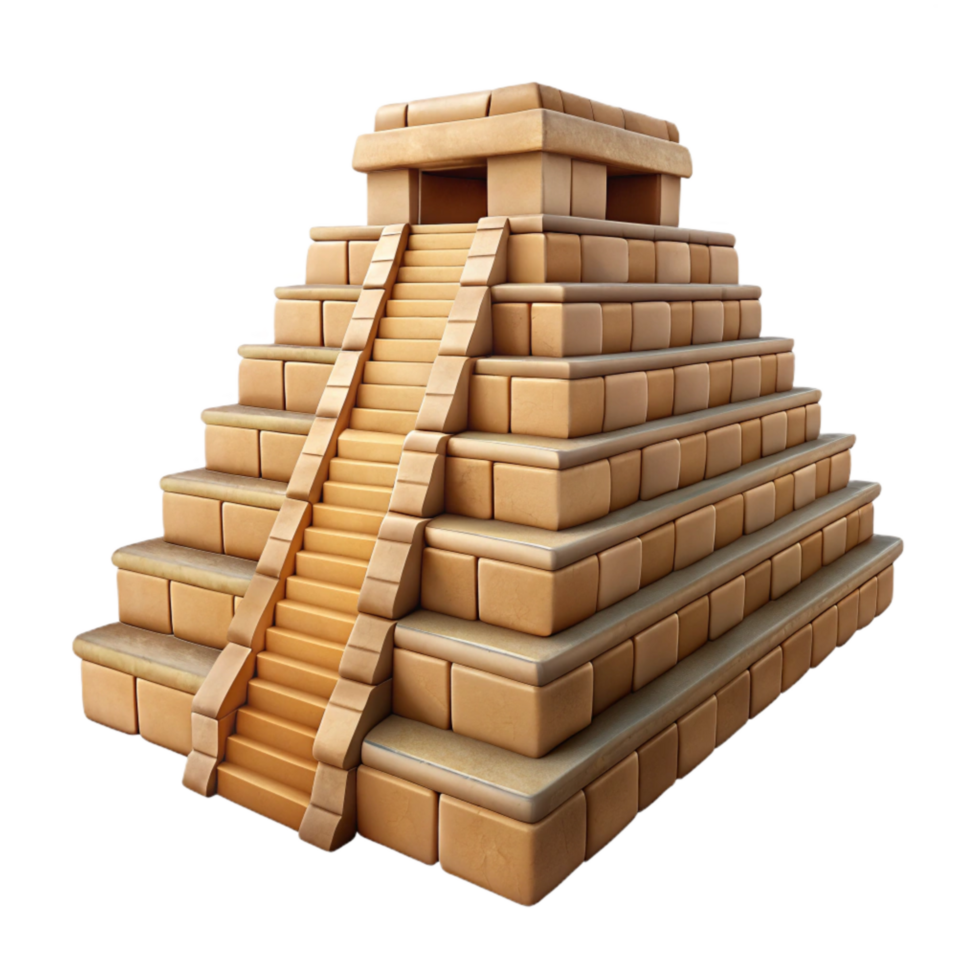 dramatic contemporary Ancient Sumerian Ziggurat Brickwork Texture Cutout high resolution png