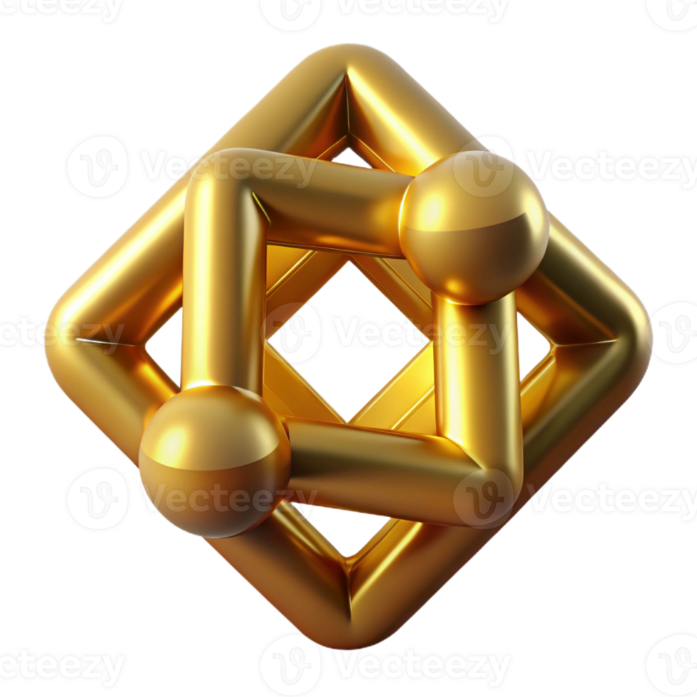 impressive abstract Golden Interconnected Geometric Shapes F exclusive png