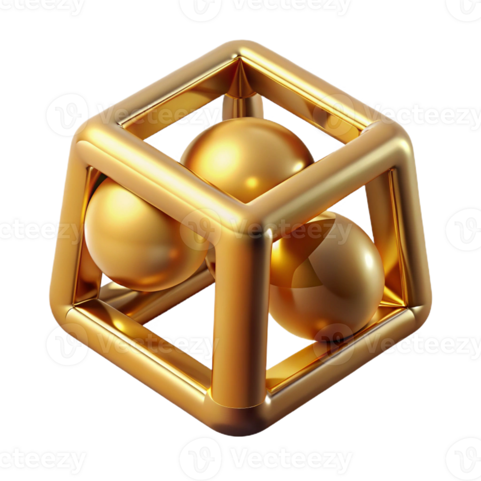 impressive artistic Golden Interconnected Geometric Shapes F high resolution png