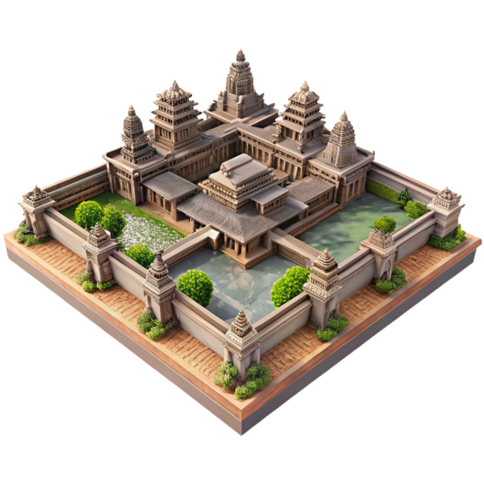 impressive vintage Angkor Wat Temple Complex Aerial View Cutout high resolution png