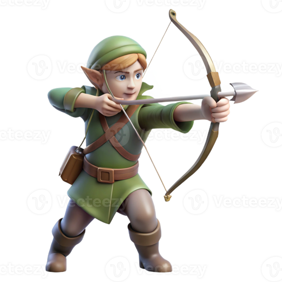 dramatic creative A Graceful Elf Archer Aiming a Silver Ar original png