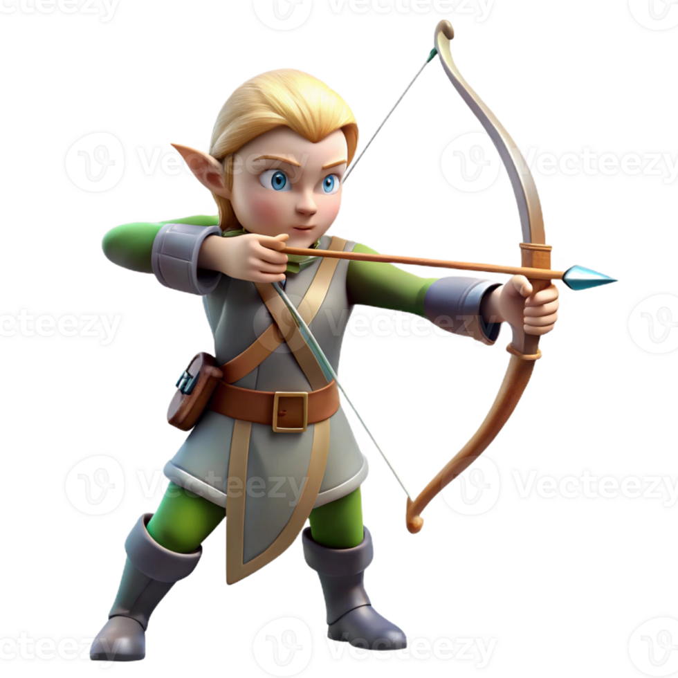 magnificent modern A Graceful Elf Archer Aiming a Silver Ar genuine png