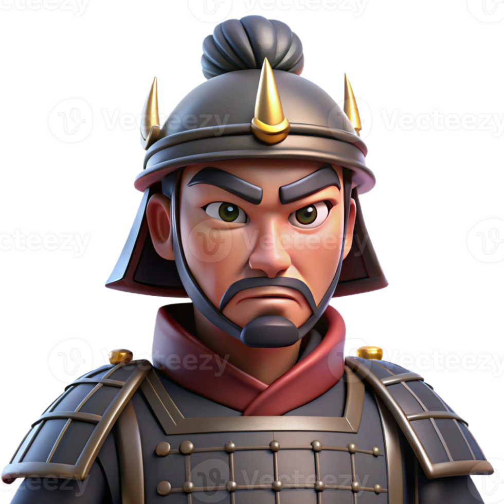 beautiful modern Portrait of a Stoic Samurai Warrior Sca genuine png