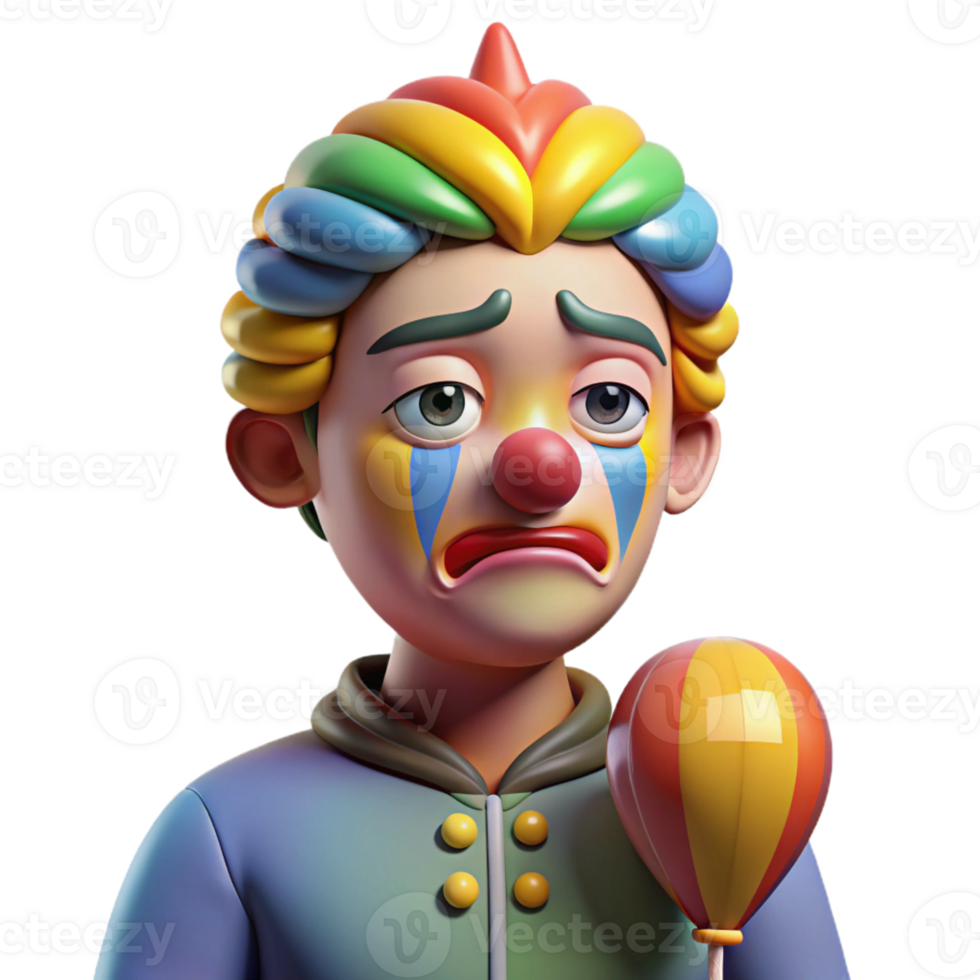 extraordinary minimalist Portrait of a Whimsical Clown with Rainbo high quality png