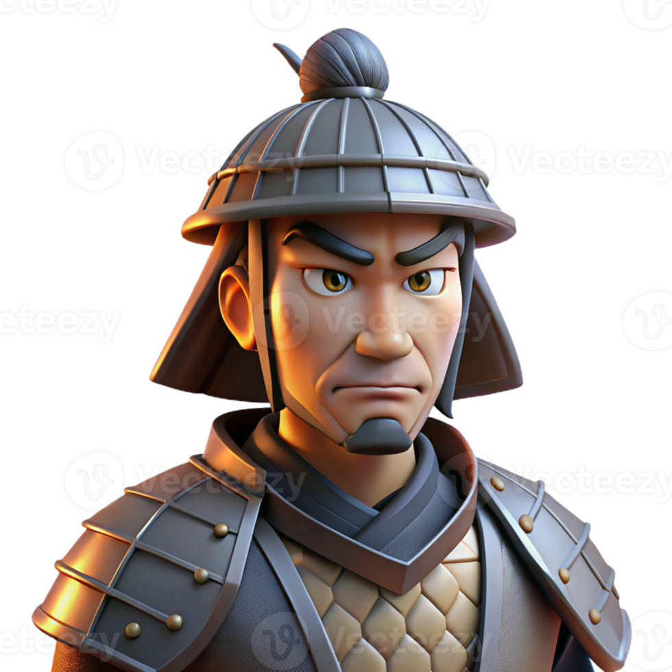 dramatic classic Portrait of a Stoic Samurai Warrior Sca high quality png