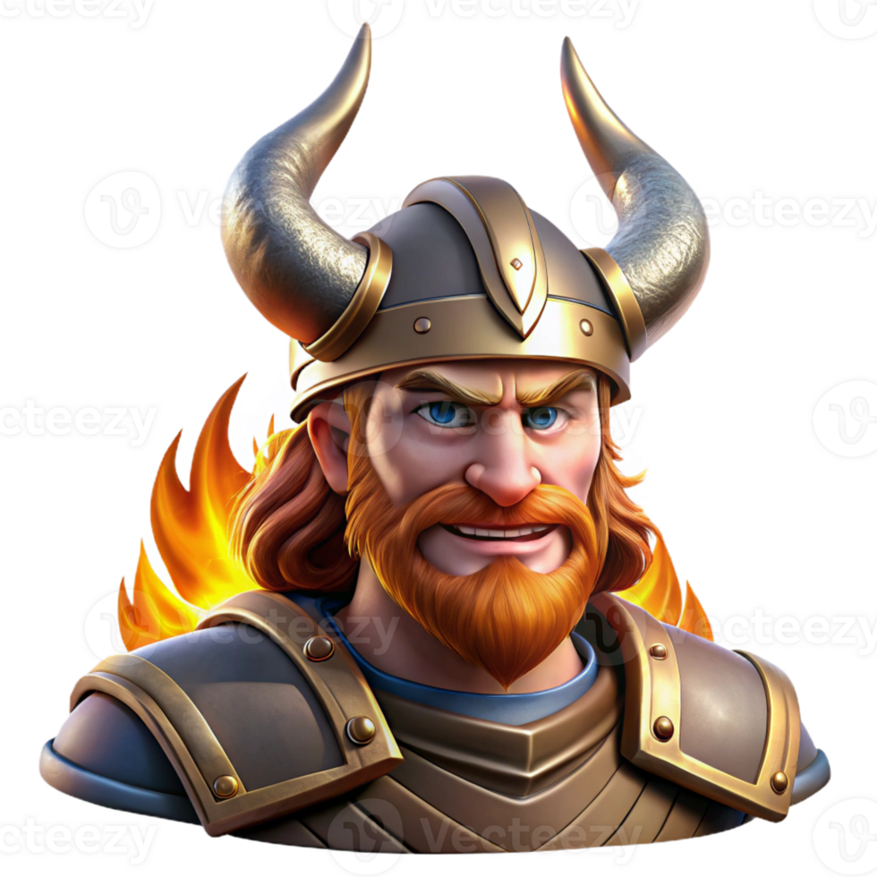 impressive vintage Portrait of a Fierce Viking Warrior with H professional png