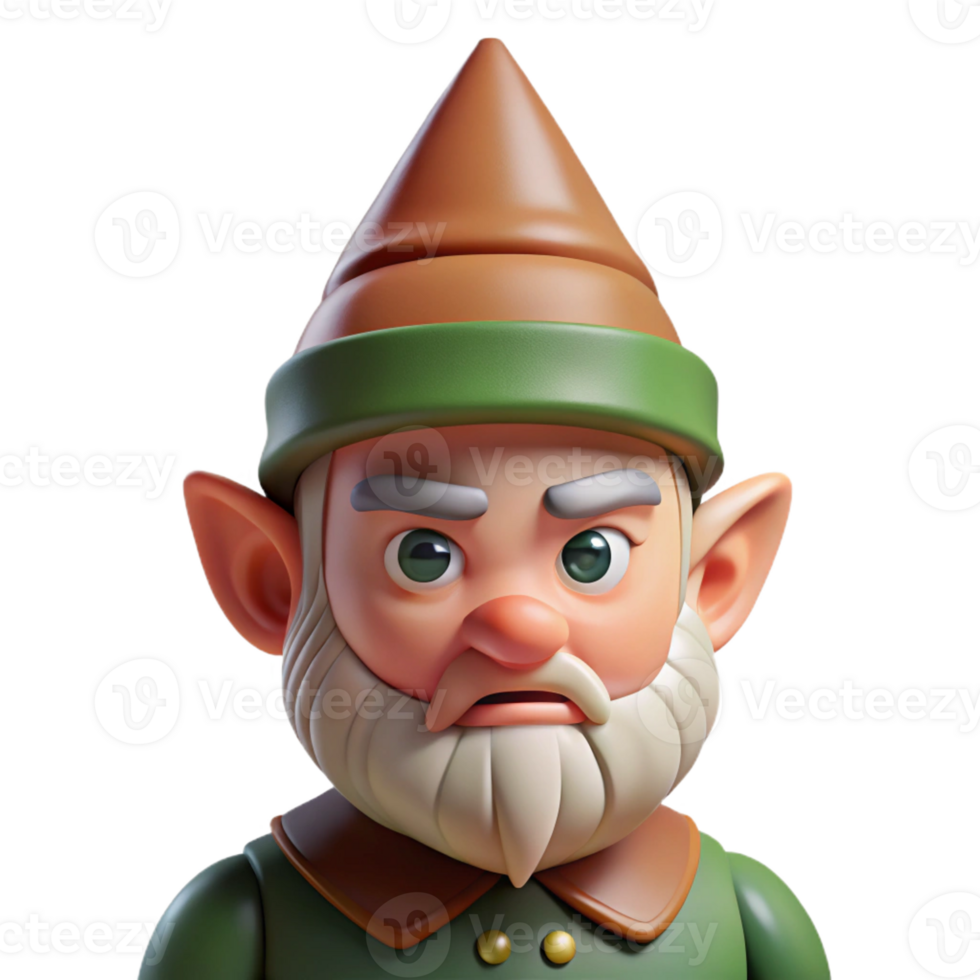 beautiful minimalist Portrait of a Grumpy Gnome with a Pointed premium png