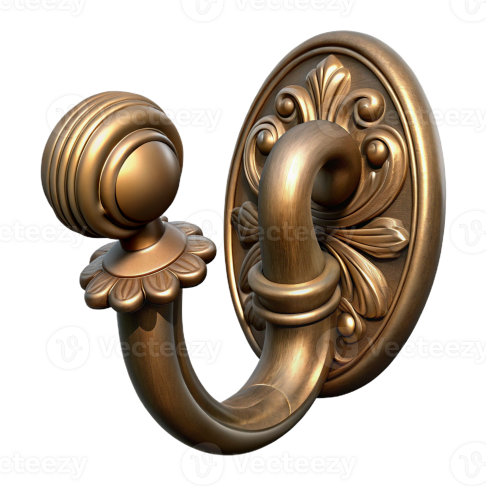 elegant traditional Antique Brass Door Handle Decorative Design Transparent Background high resolution png