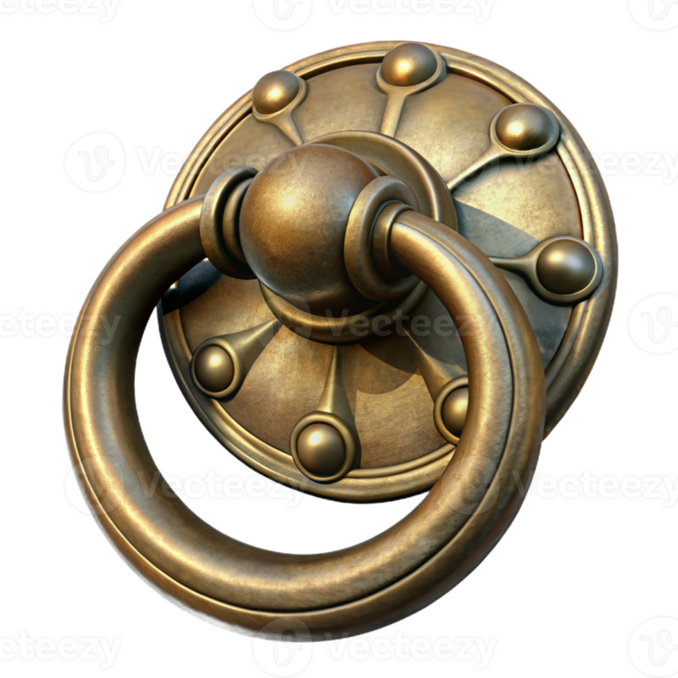 magnificent contemporary Antique Brass Door Knocker Lion Head on Transparent Background high resolution png