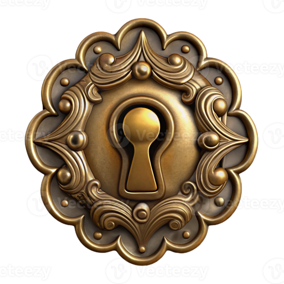 vibrant vintage Antique Brass Keyhole Cover Decorative Design exclusive png