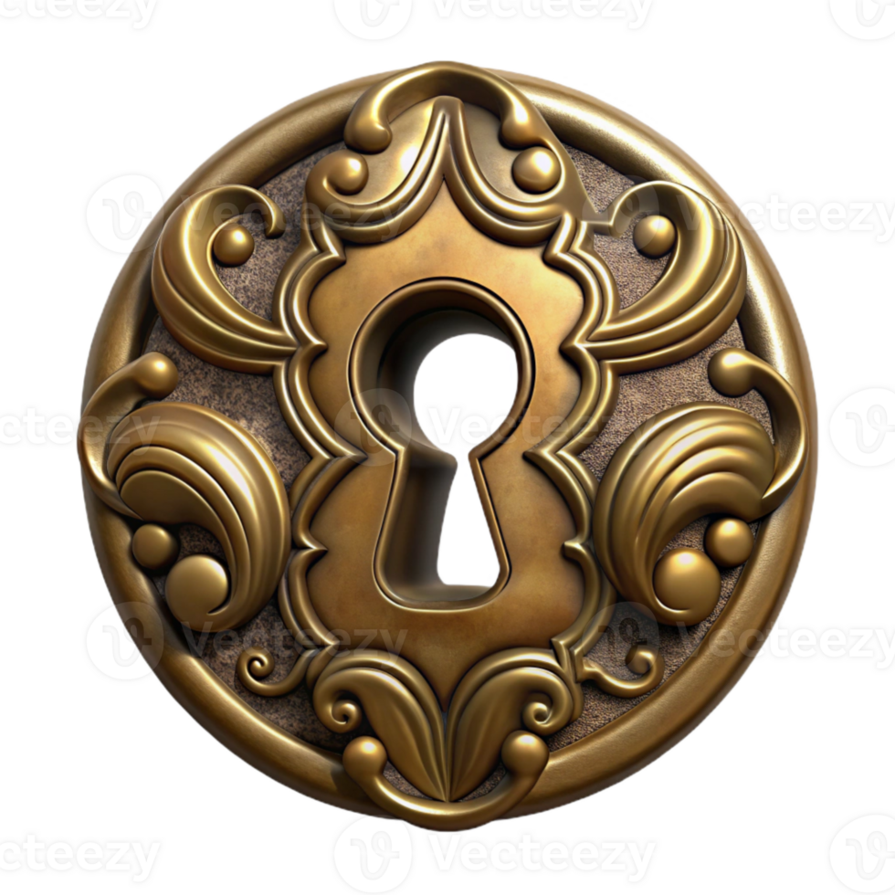 elegant abstract Antique Brass Keyhole Cover Decorative Design authentic png