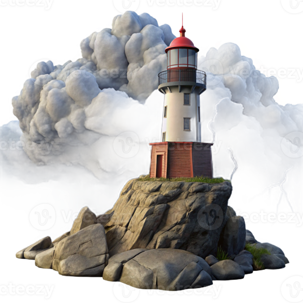 vibrant contemporary A Lone Weathered Lighthouse Perched On high resolution png