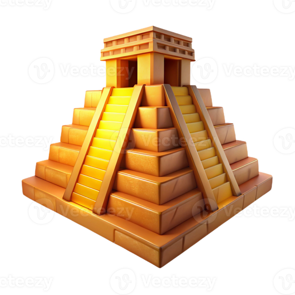 vibrant traditional A Mayan Pyramid Bathed in Golden Sunset L premium png