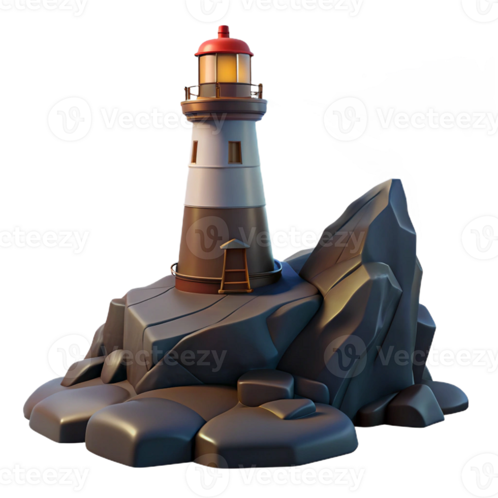 serene modern Lighthouse on a Rocky Cliff high resolution png