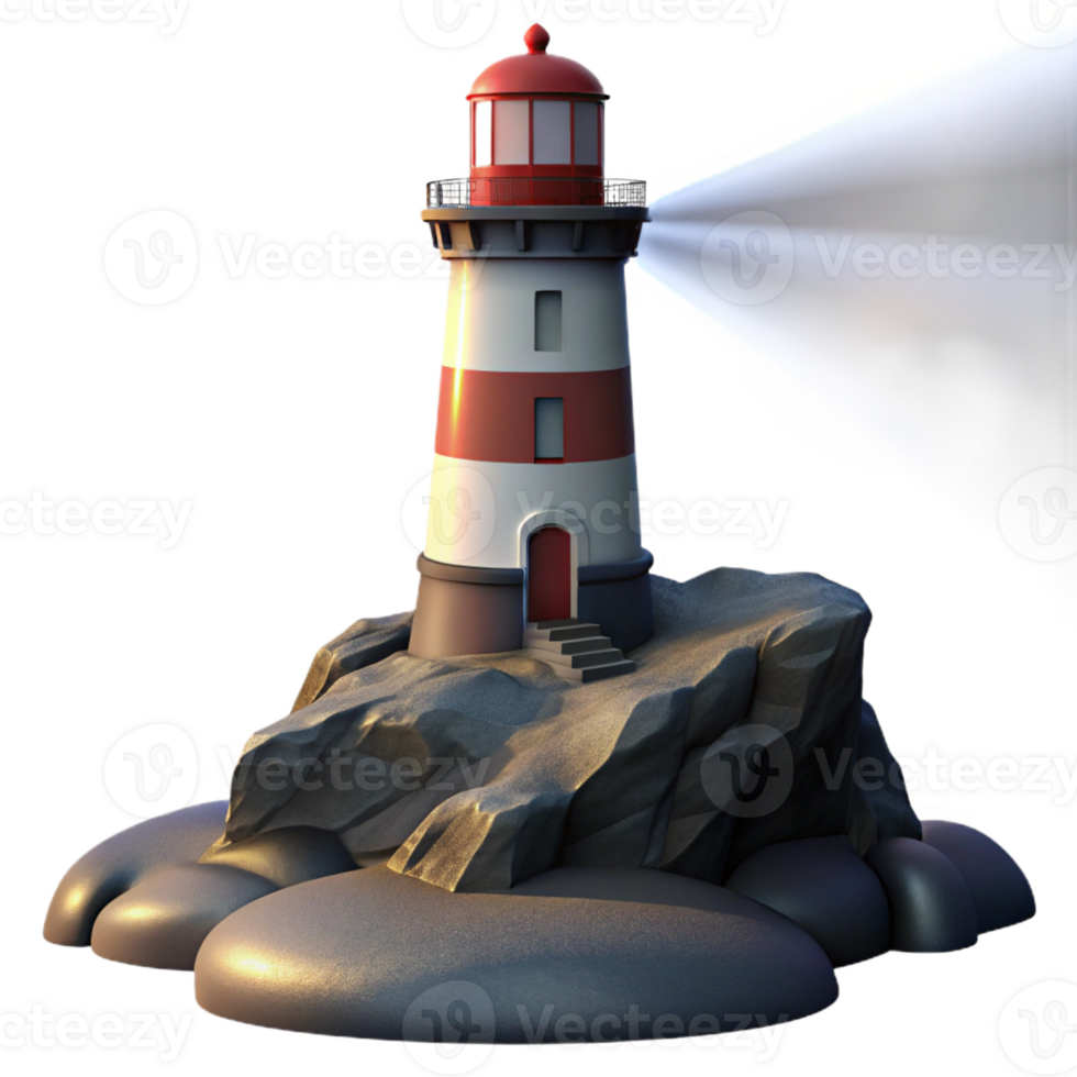 elegant rustic Lighthouse on a Rocky Cliff 4K png