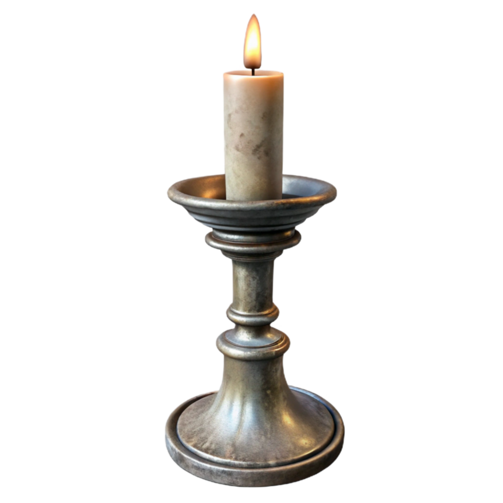 wonderful abstract Antique Candlestick Single Candle on Transparent Background png