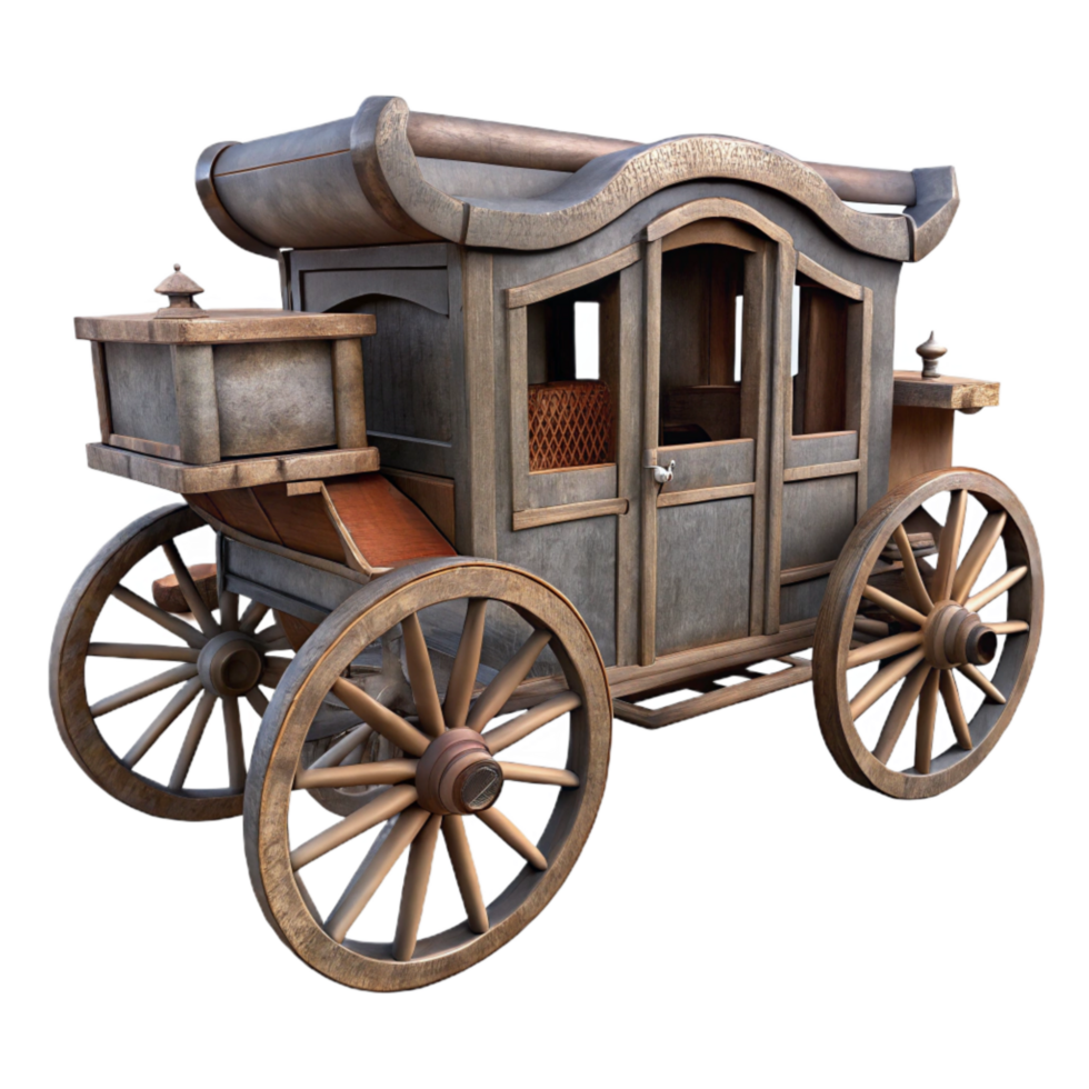 elegant traditional Antique Carriage Side View Transparent Background png