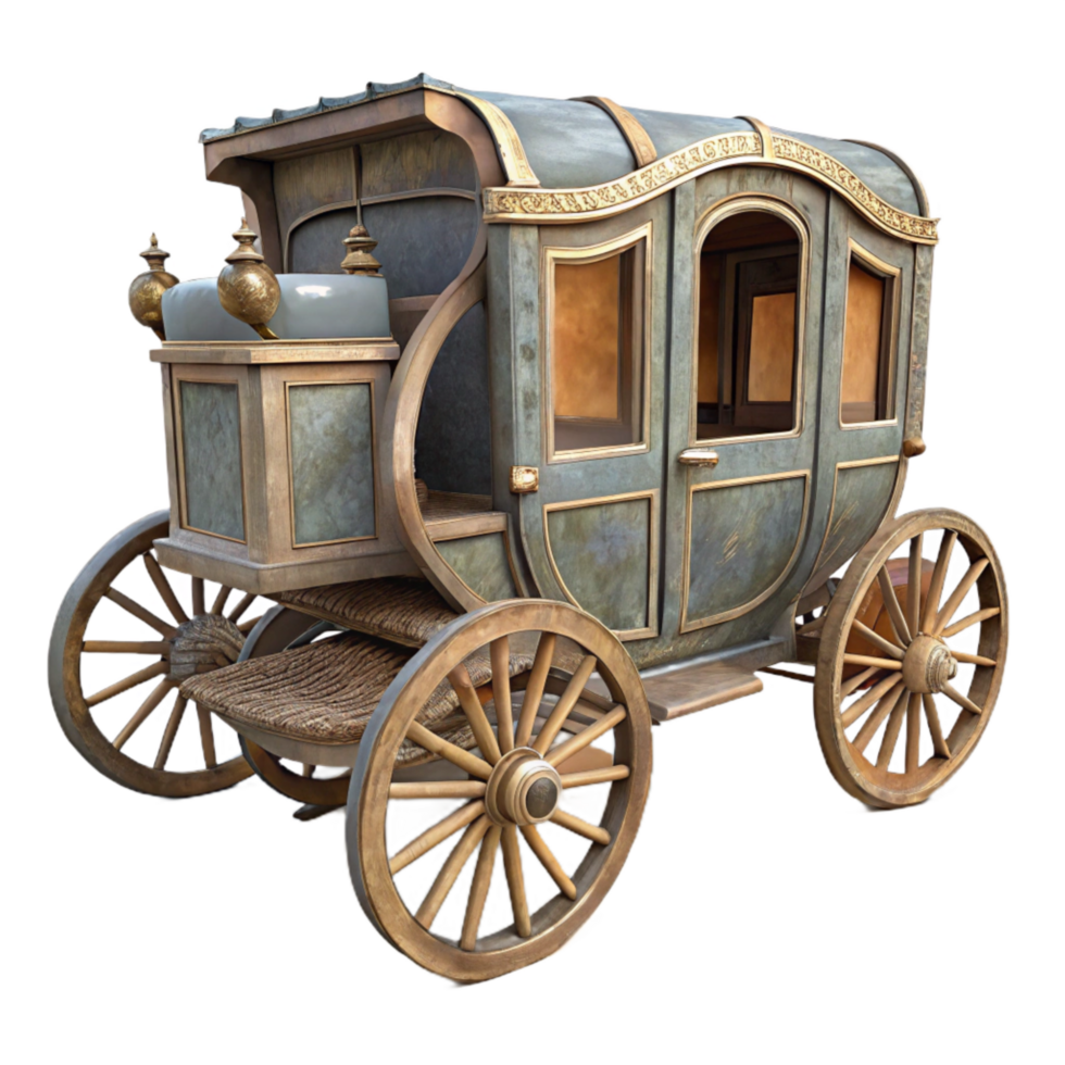beautiful traditional Antique Carriage Side View Transparent Background premium png