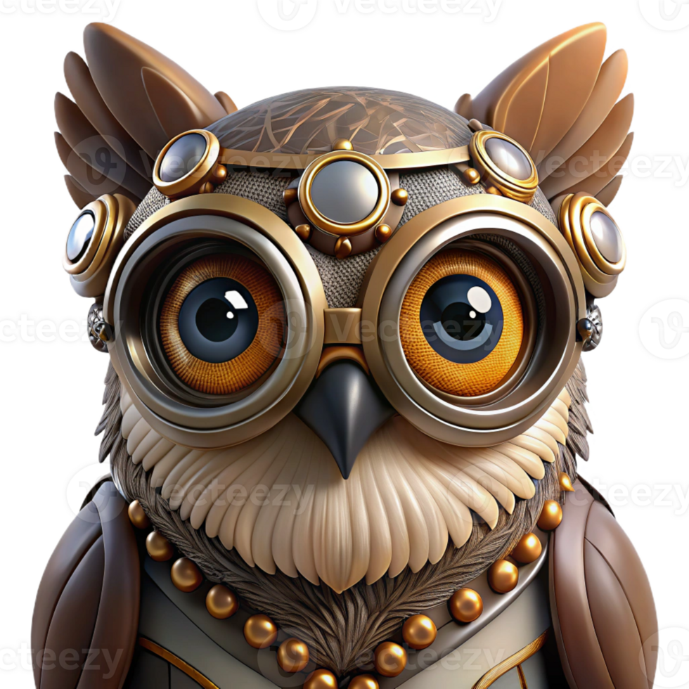 extraordinary artistic A Close Up Portrait of a Steampunk Owl genuine png