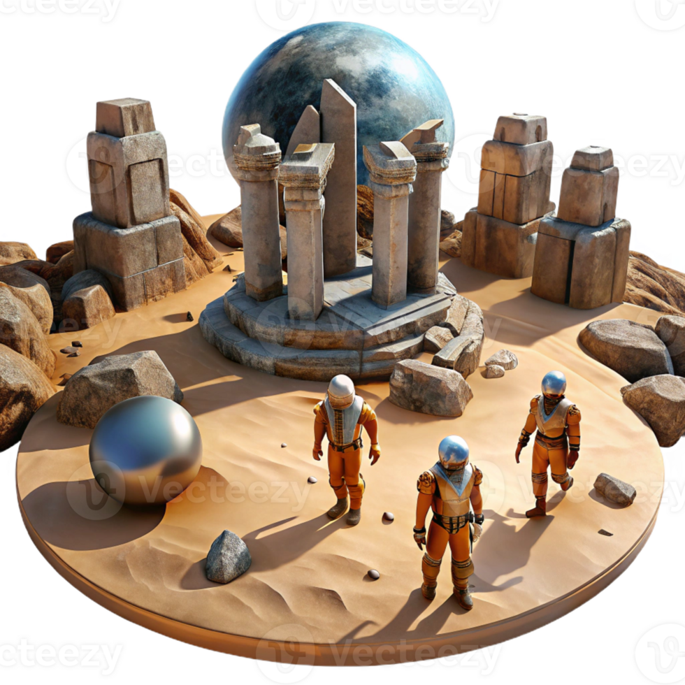 impressive artistic A Group of Explorers Discovering Ancient 4K png