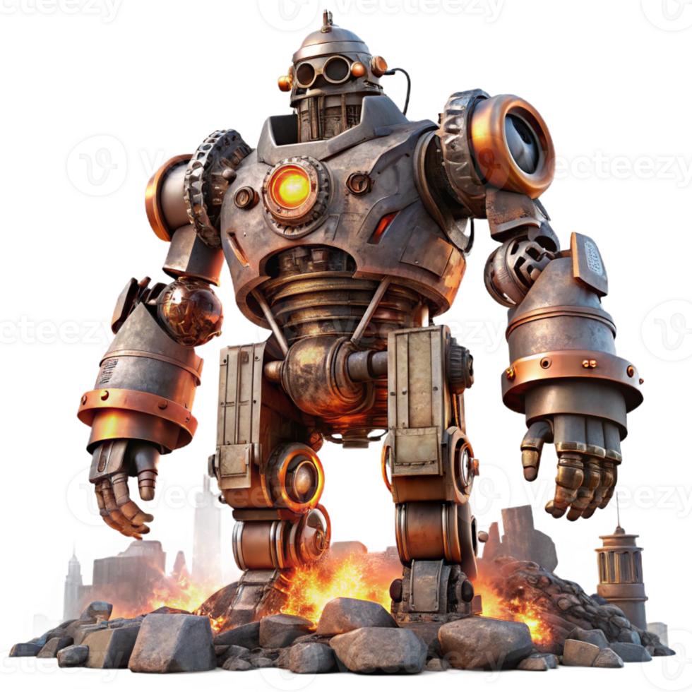 beautiful modern A Massive Steampunk Robot with Intricat professional png