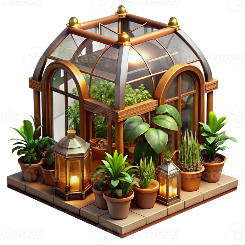 vibrant abstract A Steampunk Greenhouse Filled with Exotic genuine png