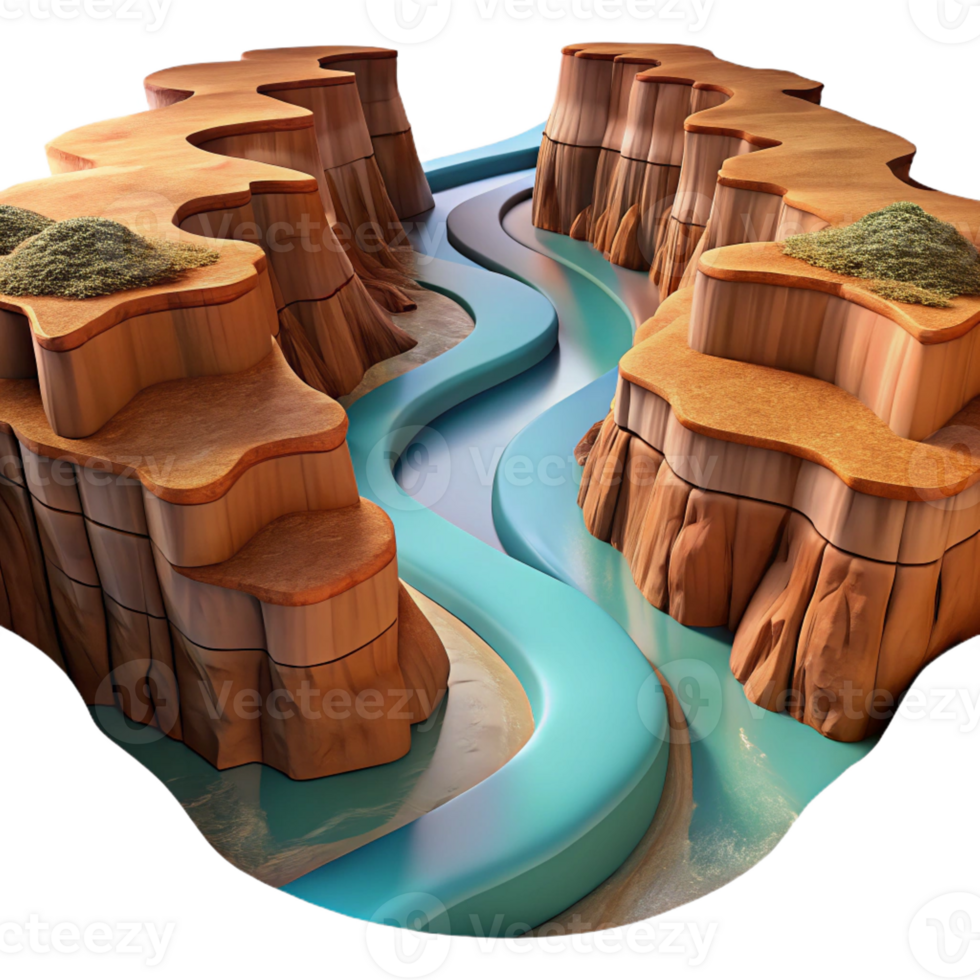 vibrant contemporary A Winding River Cutting Through a Canyon professional png