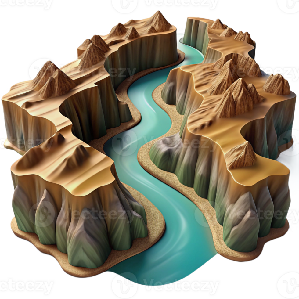 magnificent abstract Winding River in a Canyon genuine png