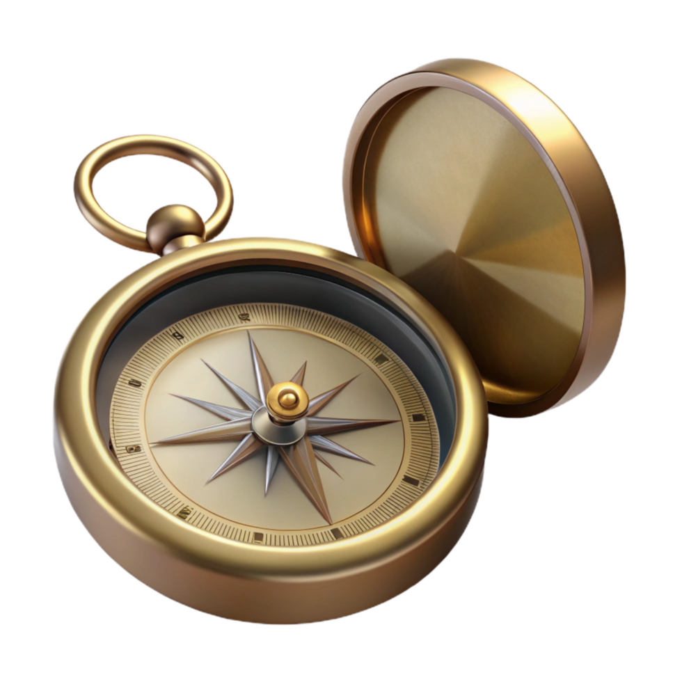 wonderful modern Antique Compass with Cover Transparent Background authentic png