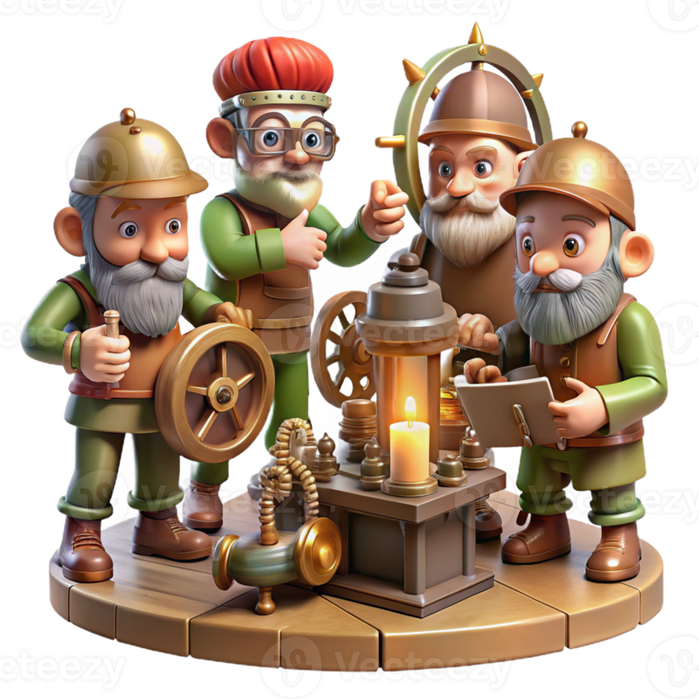 magnificent traditional Gnomes Crafting Intricate Clocks exclusive png