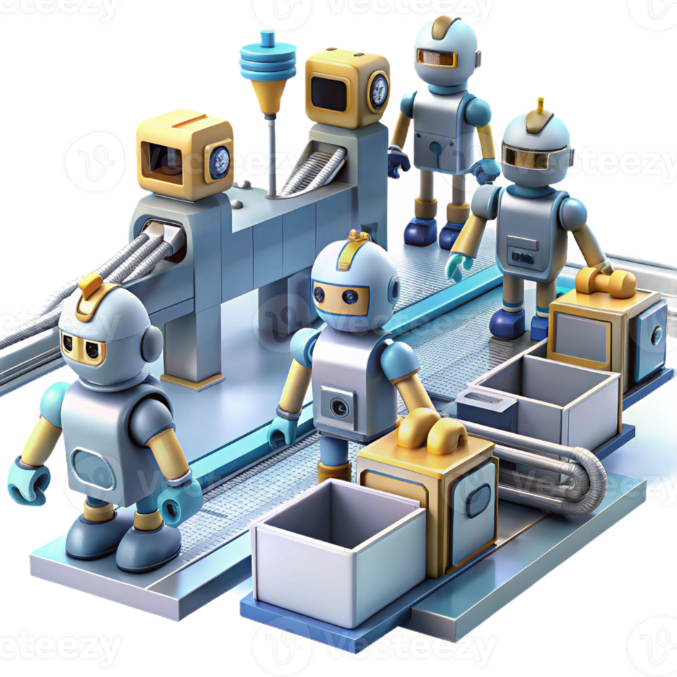 stunning abstract Robots Working on Assembly Line premium png