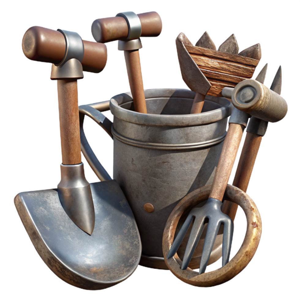 elegant minimalist Antique Farm Tools with Metal Details authentic png