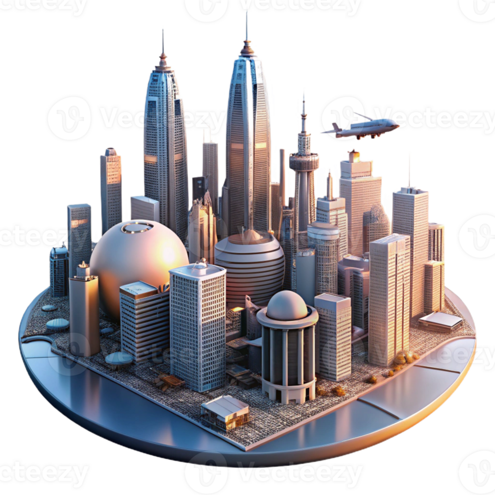 dramatic classic A Futuristic Cityscape with Towering S high quality png