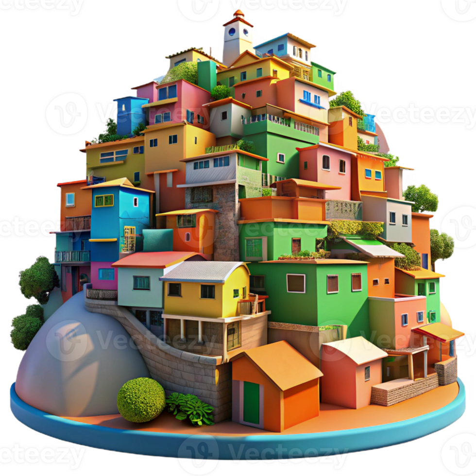 dramatic rustic A Colorful Favela Built on a Hillside Vibr high resolution png