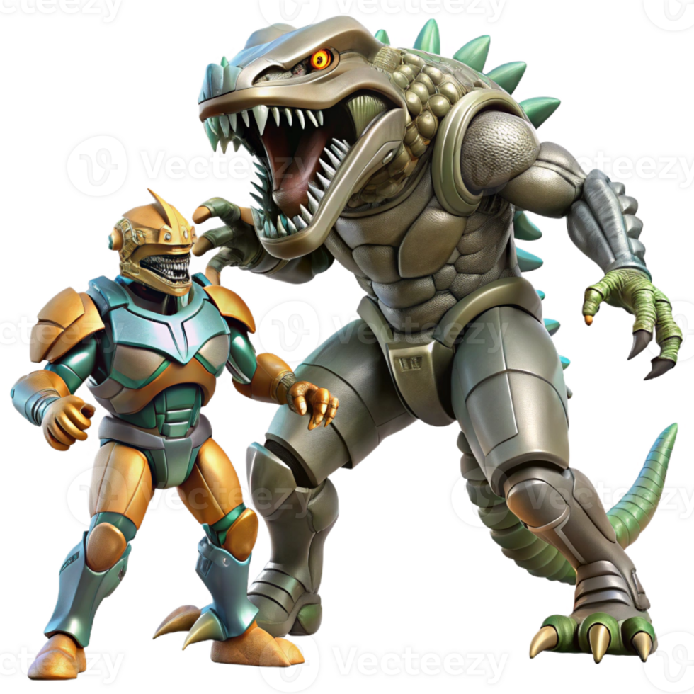 impressive creative A Giant Robot Battling a Monstrous Alien genuine png