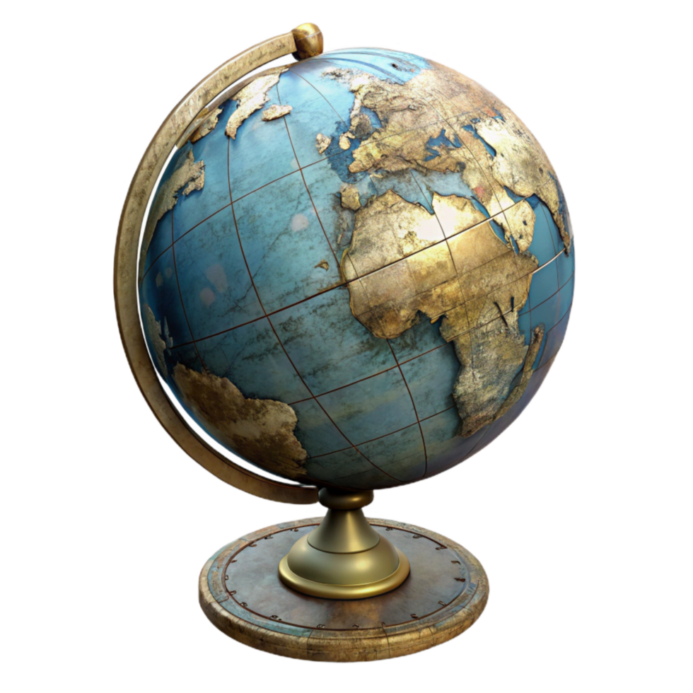 magnificent traditional Antique Globe Transparent Background Detailed Cartography high resolution png
