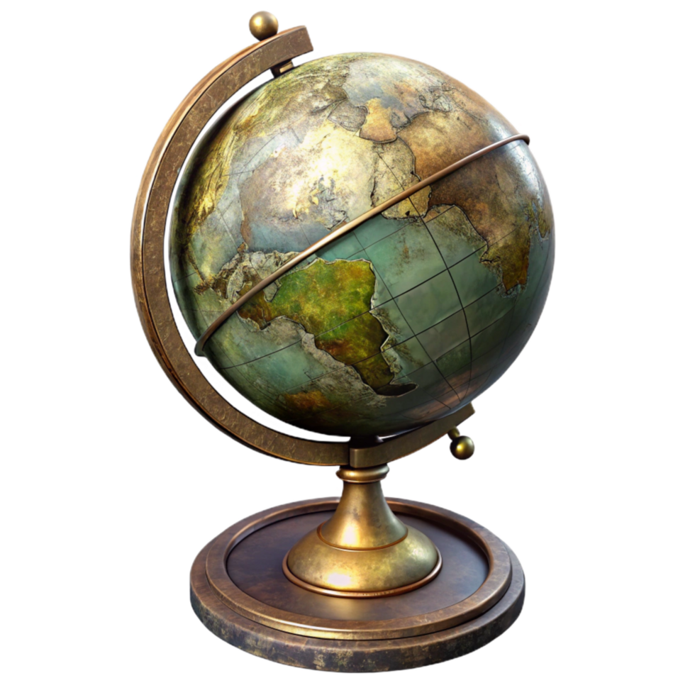 magnificent vintage Antique Globe with Brass Stand original png