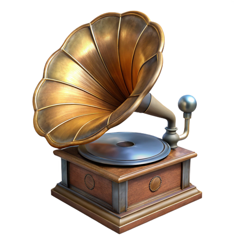 impressive minimalist Antique Gramophone Front View high resolution png