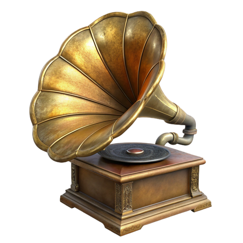 magnificent modern Antique Gramophone Side View Transparent Background high resolution png