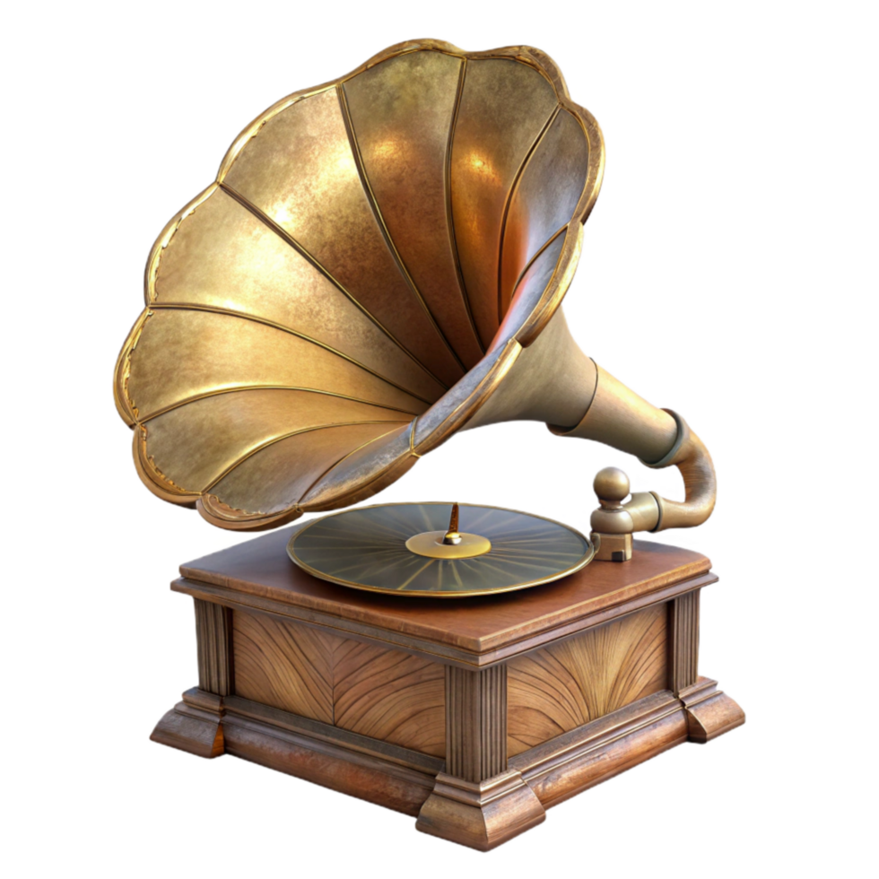 wonderful vintage Antique Gramophone Side View Transparent Background premium png