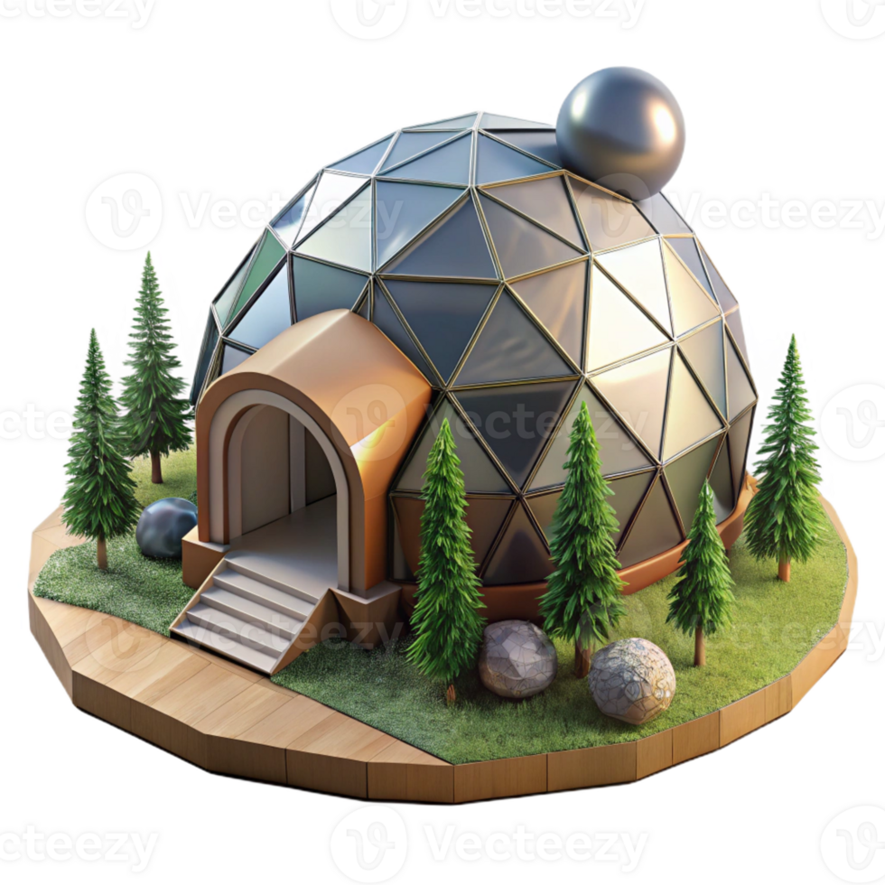 dramatic contemporary A Geodesic Dome Home Nestled in a Forest premium png