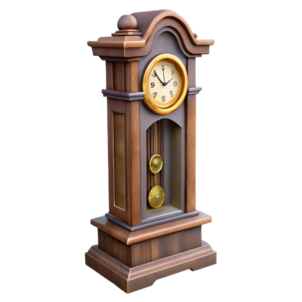 serene abstract Antique Grandfather Clock with Wooden Case Transparent Background high quality png