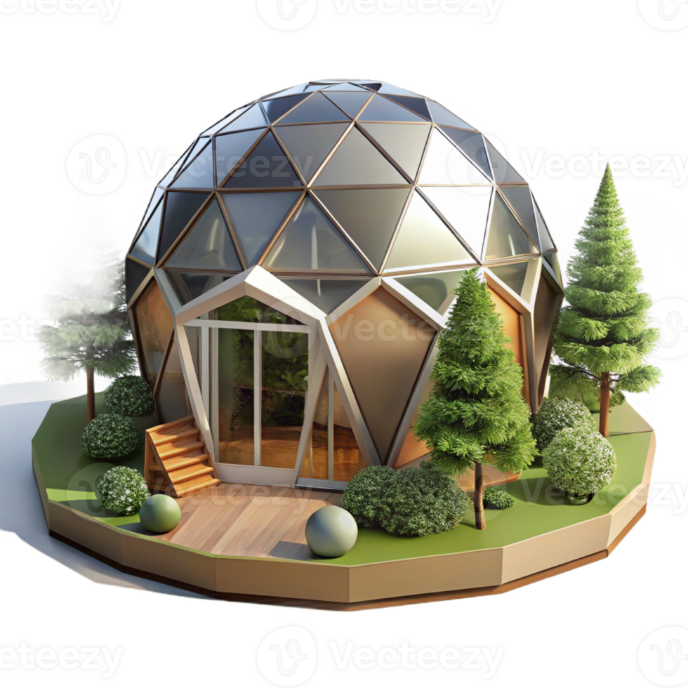 serene creative A Geodesic Dome Home Nestled in a Forest high quality png