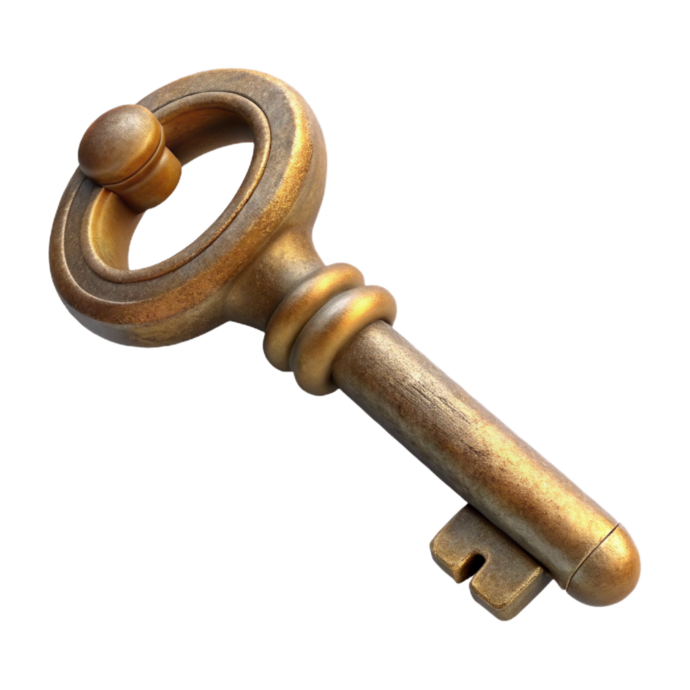 magnificent minimalist Antique Key Front View Transparent Background png