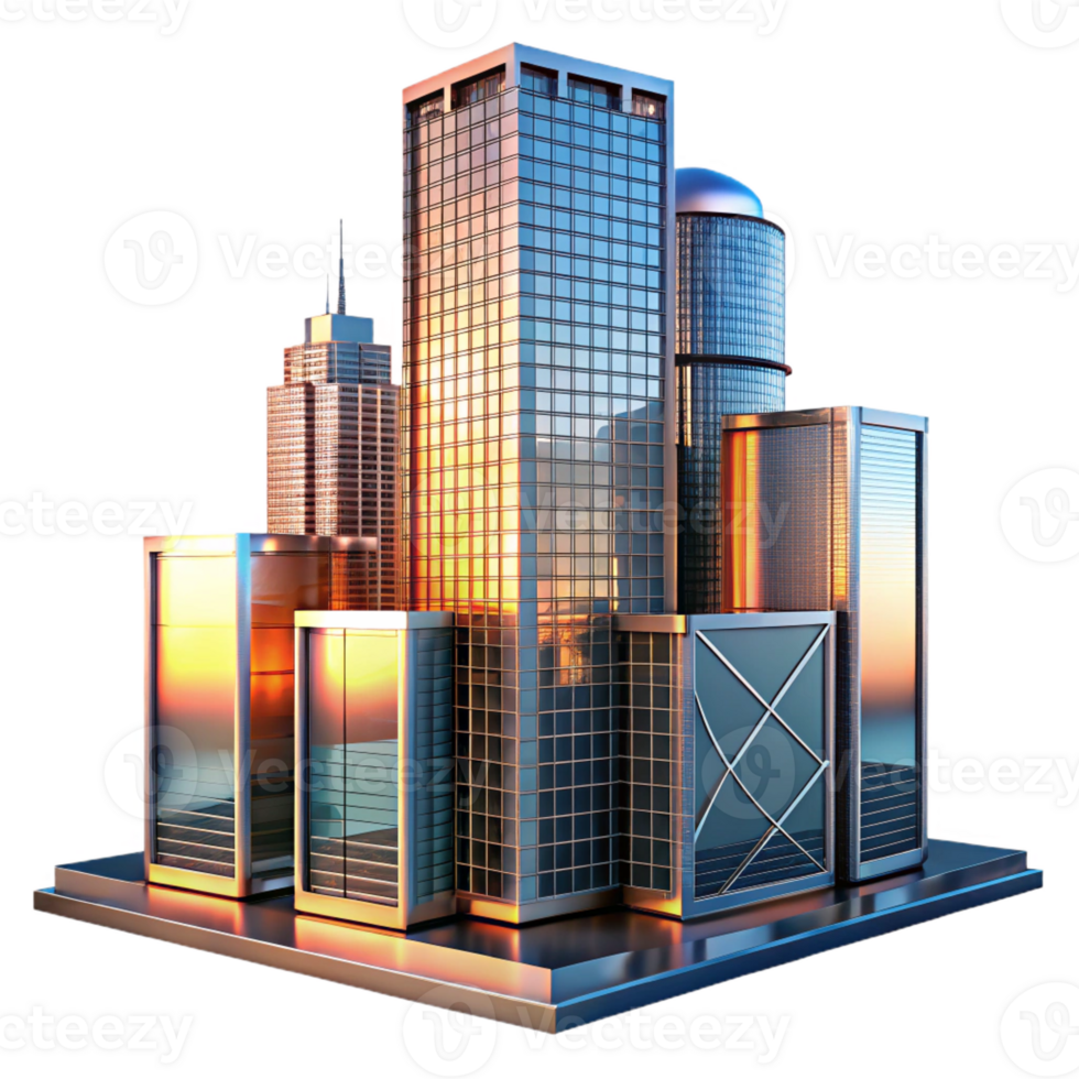 stunning rustic A Glass and Steel Skyscraper Reflecting T premium png