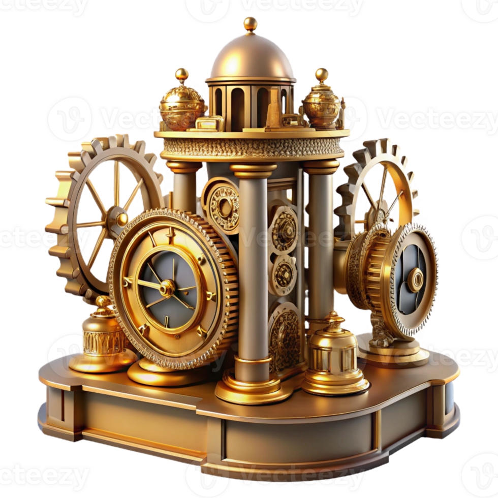 dramatic creative An Intricate Clock Tower Steampunk Gears png