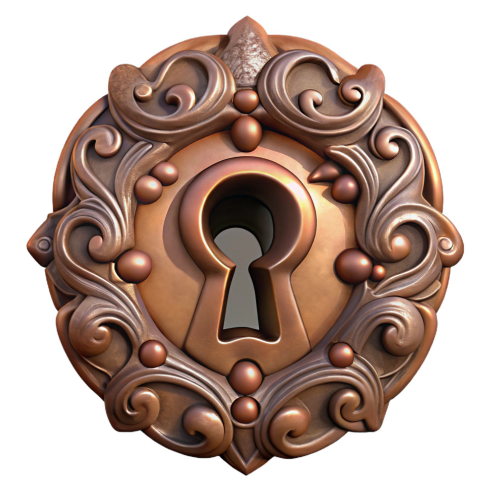 impressive abstract Antique Keyhole Escutcheon Ornate Design premium png